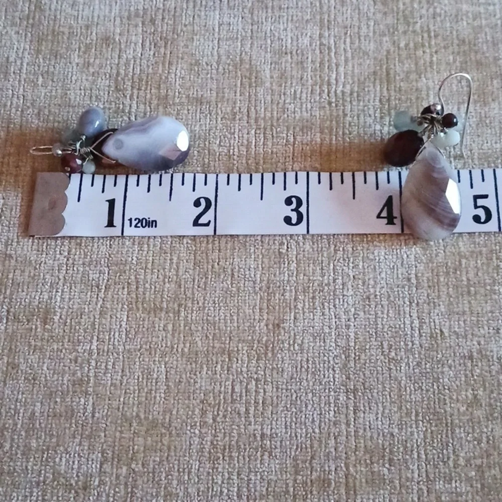 French Wire Faceted Stone Dangle Earrings